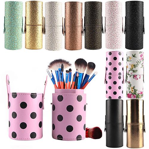 POP Maquillaje de cuero Cepillo Porta bolígrafos Almacenamiento Vacío Titular Bolsa de maquillaje Pinceles Organizador Cosmético Taza Estuche