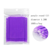 100pcs / Bag Maquillaje desechable Pestañas Pinceles Micro Mascara Brush Extensión de pestañas Herramientas de eliminación de pestañas individuales
